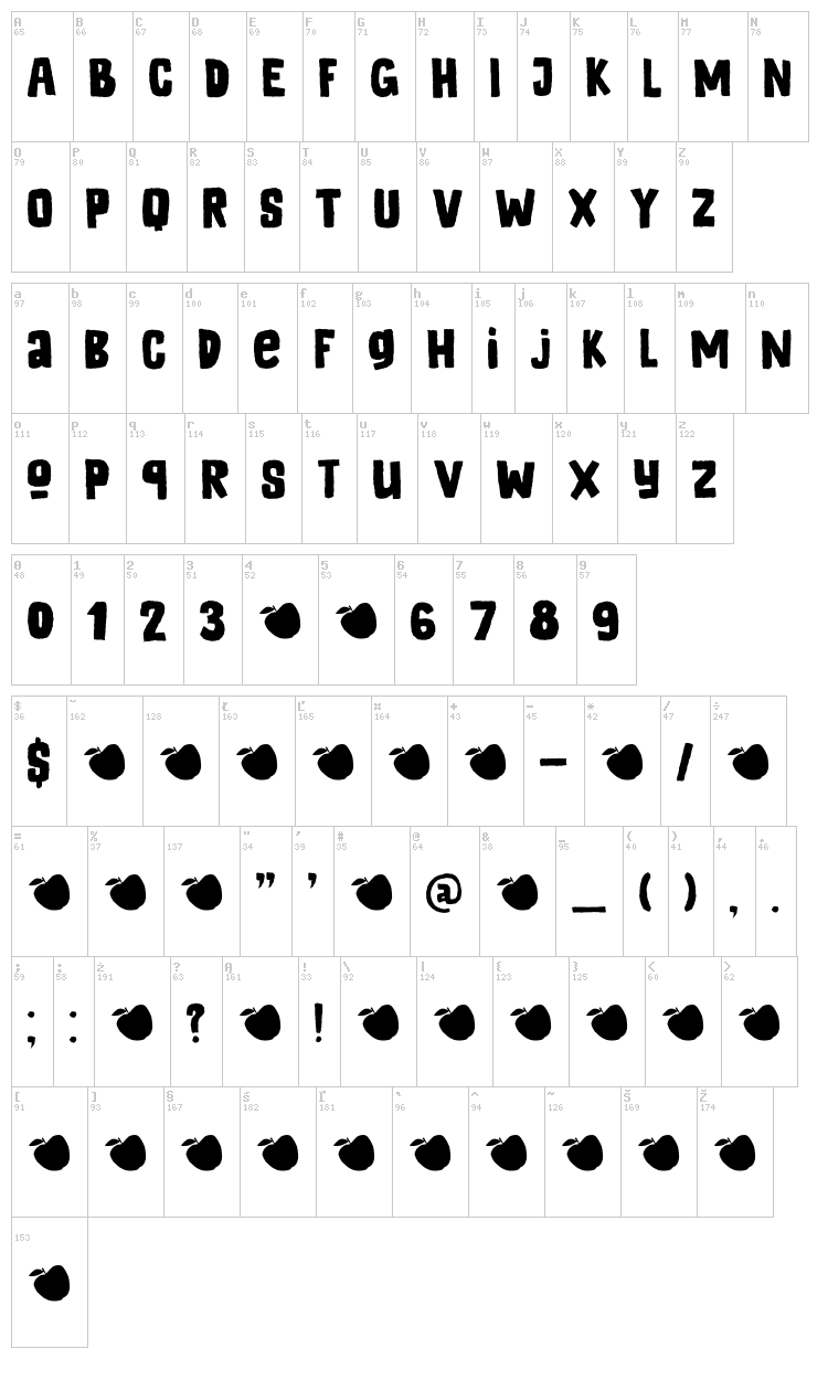 DK Appelstroop font map